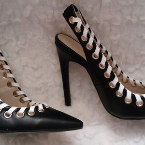 Black Slingback with white trim